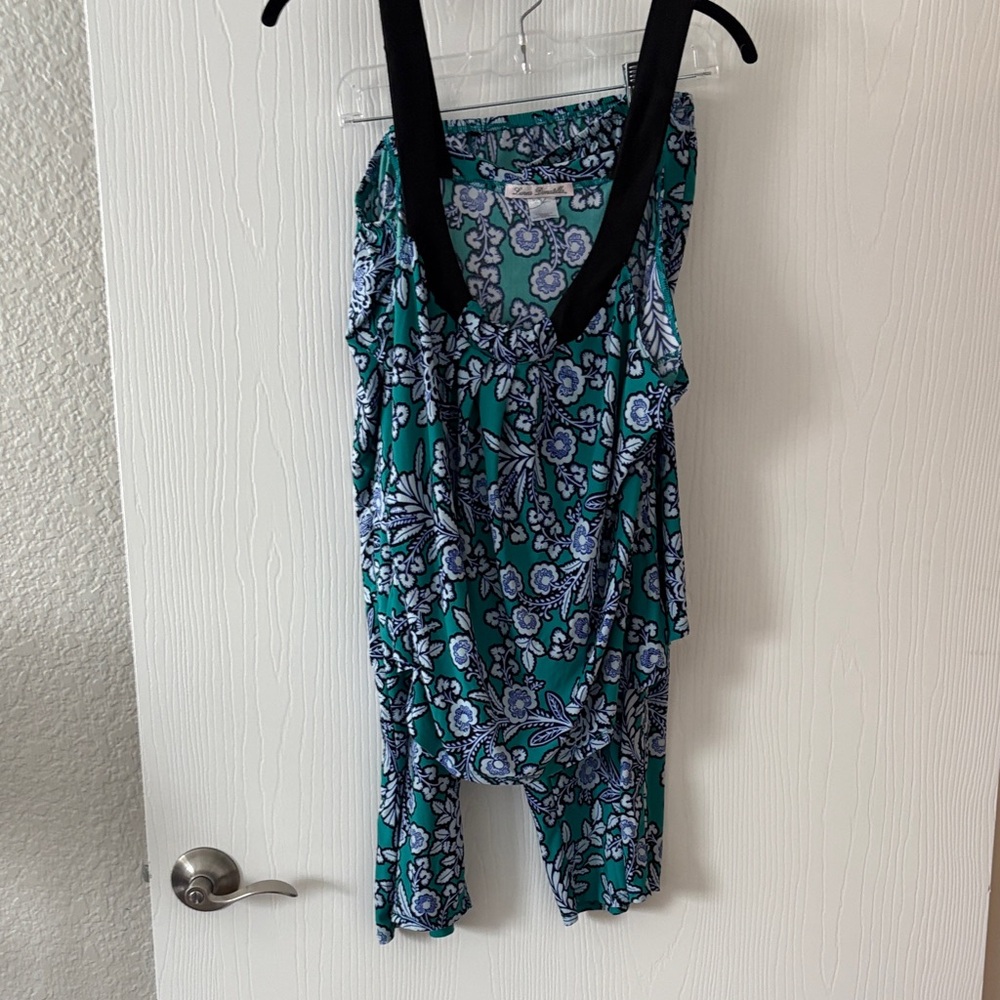 Floral Teal and Black Kids One Piece